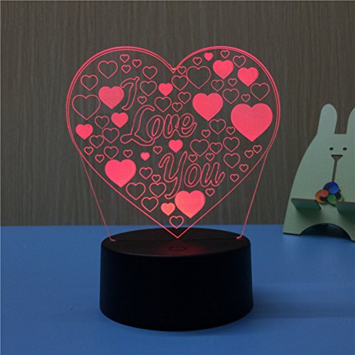 LEDMOMO 3D Lampe Illusion Nachtlicht Ich liebe U Herz 7 Farben ändern dekorative Schreibtisch Lampe für Liebhaber Schlafzimmer
