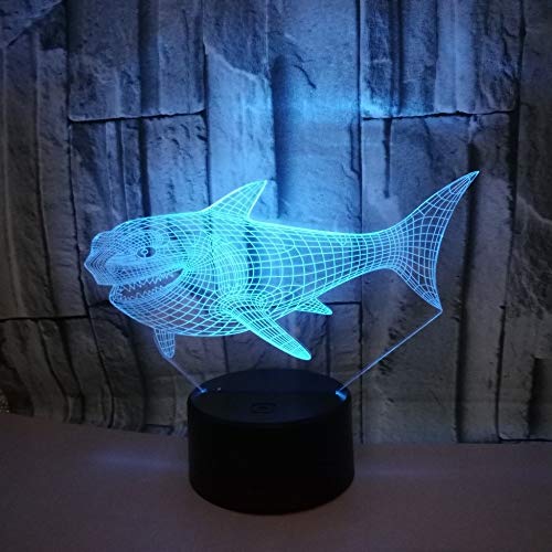 3D Illusion Geburtstag Nachtlicht 3D Optische Illusions Lampe Ändern Acryl 7 Farben Weihnachten Schlafzimmer Spielzeug Bunte Note Des Haifischs 3D Führte Sichtbares Helles Geschenk-Ausgangsatmosphäre