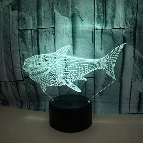 3D Illusion Geburtstag Nachtlicht 3D Optische Illusions Lampe Ändern Acryl 7 Farben Weihnachten Schlafzimmer Spielzeug Bunte Note Des Haifischs 3D Führte Sichtbares Helles Geschenk-Ausgangsatmosphäre - 4