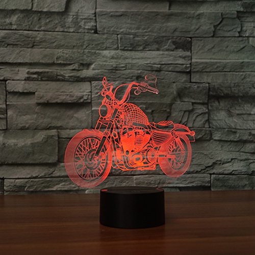 3D Kinder Nachtlicht Motorrad LED Optical Illusion Lampe mit 7 Farben Fernbedienungsfunktion Geburtstag Weihnachten Sportfan Jungen Mädchen Geschenk Hauptdekoration - 2