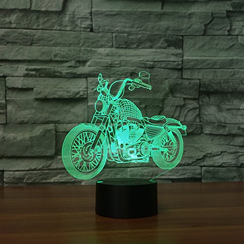 3D Kinder Nachtlicht Motorrad LED Optical Illusion Lampe mit 7 Farben Fernbedienungsfunktion Geburtstag Weihnachten Sportfan Jungen Mädchen Geschenk Hauptdekoration - 6