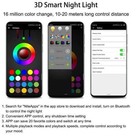 3D-Nachttischlampe Bluetooth Die neuartige 3D-LED-Lampenbatterie der US-Armee wird bunt mit visuellem Lichteffekt betrieben - 4