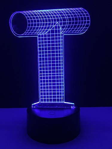 3D Led Lampe Mit Motiven Aus Buchstabe T, 3D Illusion Lampe Stimmungslampe,Perfekte Geschenke,Schlaflicht 7 Farben Wechsel Illusion Tischlampe - 5