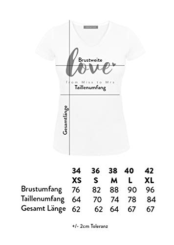 Constant Love Damen T-Shirt Braut Love from Miss to Mrs Offwhite Warm Weiß Junggesellen Abschied Flitterwochen Hochzeit Standesamt Outfit, Offwhite, 40 - 6