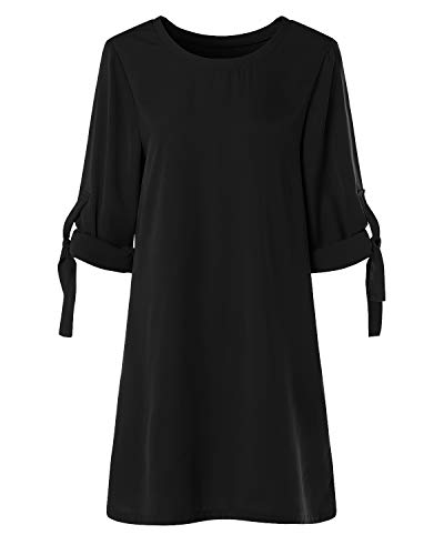 YOINS Damen Kleider Tshirt Kleid Sommerkleid für Damen Rundhals Brautkleid Langarm Minikleid Kleid Langes Shirt Lose Tunika mit Bowknot Ärmeln - 2