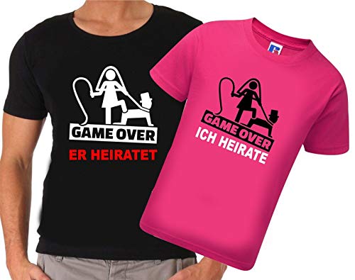 Junggesellenabschied T-Shirt | JGA Herren T-Shirt | Game Over |Sprücheshirt | Junggesellenabschied | Bräutigam | Team Bräutigam | Größe S-XXXL | Hochzeit (XL, Pink (Ich Heirate)) - 2