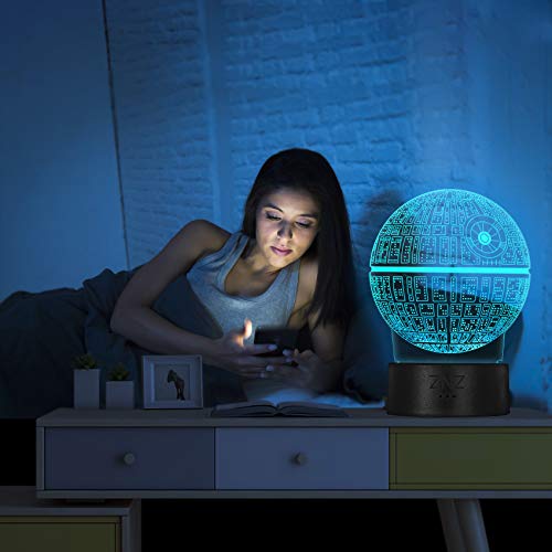 3D LED Star Wars Nachtlicht, ZNZ Illusion Lampe Todesstern + R2-D2 + Millennium Falcon, drei Muster und 16 Farbwechsel Dekor Lampe – perfekte Geschenke für Kinder und Star Wars Fans – 3 Packs - 5