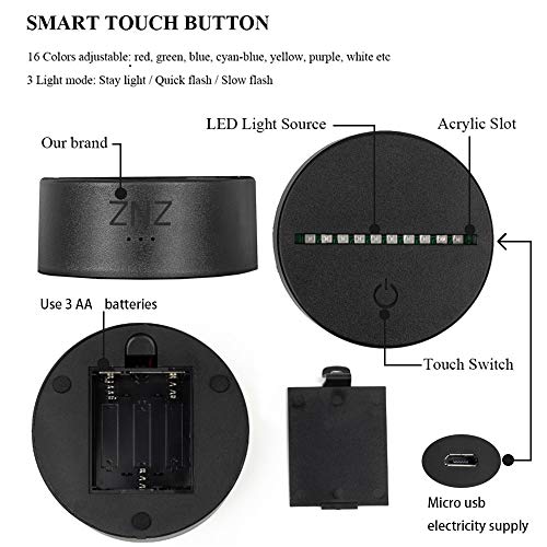 3D LED Star Wars Nachtlicht, ZNZ Illusion Lampe Todesstern + R2-D2 + Millennium Falcon, drei Muster und 16 Farbwechsel Dekor Lampe – perfekte Geschenke für Kinder und Star Wars Fans – 3 Packs - 6