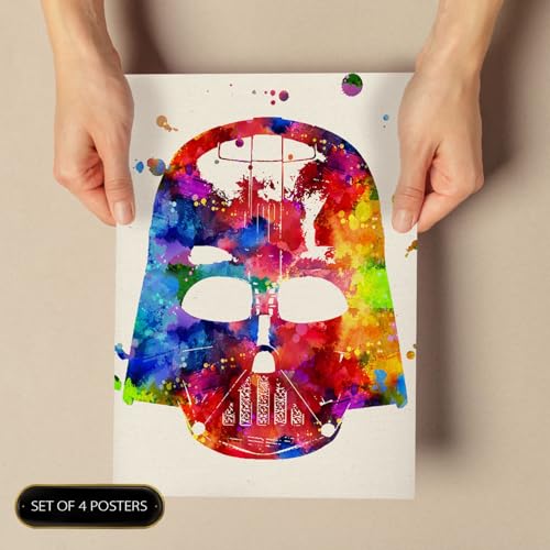 Nacnic Star Wars Poster Set | Star Wars Bilder in Aquarell-Art-Wand-Dekor-Kunst | Set von 4 Blättern | Ungerahmt A4 Größe | 250g Papier Hohe Qualität | Startseite Wohnzimmer-Dekoration - 5