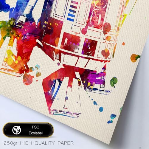 Nacnic Star Wars Poster Set | Star Wars Bilder in Aquarell-Art-Wand-Dekor-Kunst | Set von 4 Blättern | Ungerahmt A4 Größe | 250g Papier Hohe Qualität | Startseite Wohnzimmer-Dekoration - 6