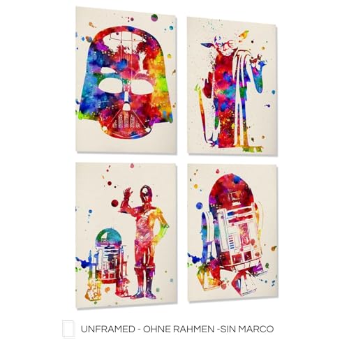 Nacnic Star Wars Poster Set | Star Wars Bilder in Aquarell-Art-Wand-Dekor-Kunst | Set von 4 Blättern | Ungerahmt A4 Größe | 250g Papier Hohe Qualität | Startseite Wohnzimmer-Dekoration - 7