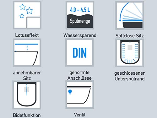 SSWW | Taharet WC | Inkl. Armatur und abnehmbarer Softclose Sitz | Dusch-WC | Hänge-WC | Toilette mit Bidet-Funktion | Hygienisch | Shattaf | Alpha Unterspülrand | 540 x 360 x 330 mm - 7