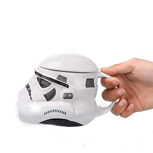 Hosoncovy Geschenk Kreative Star Wars 3D-Tasse Keramik-Kaffeetasse mit Deckel Kaffeetasse Milktea-Tasse Tasse Tee-Tasse mit Griff (Weiß) - 4