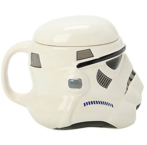 Hosoncovy Geschenk Kreative Star Wars 3D-Tasse Keramik-Kaffeetasse mit Deckel Kaffeetasse Milktea-Tasse Tasse Tee-Tasse mit Griff (Weiß) - 7
