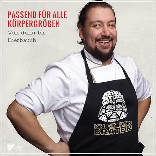 YORA Grillschürze für Männer lustig – Ich Bin Dein Brater – Vatertagsgeschenk inkl. BBQ-Urkunde – lustige Geschenke zum Vatertag – Geschenkideen Papa & Opa - 2