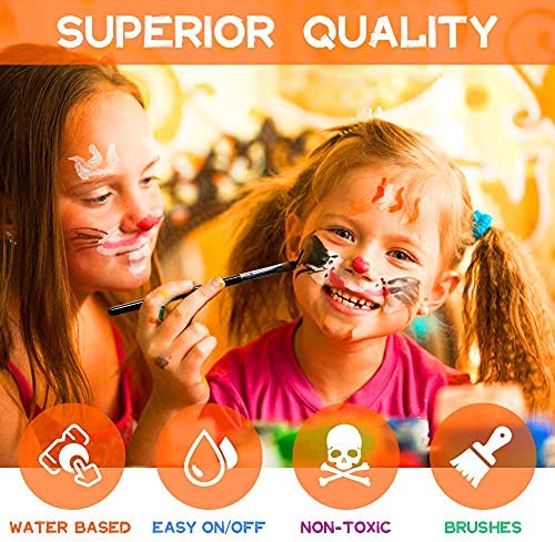 Kinderschminke Set, Xpaisson Schminkfarben Ultimatives Party Set Nichttoxisches 15 Farben für Kinder Parties Bodypainting Halloween Make-up - 4