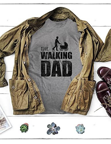 Shirtracer The Walking Dad Herren T-Shirt und Männer Tshirt (L, Grau Meliert) - 6