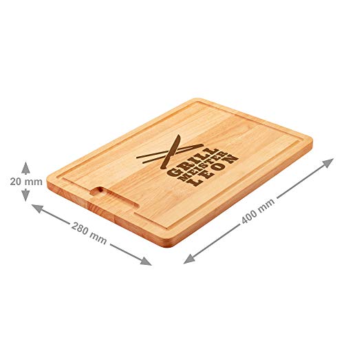 Schneidebrett aus Holz mit persönlicher Gravur für echte Grillmeister, als Küchenbrett, Holzbrett, Schneidbrett, Brotzeitbrett, tolle Geschenkidee als Geschenk für Männer zum Grillen, Motiv Grillmeister, ca. 40,5 x 28,5 x 2 cm - 7
