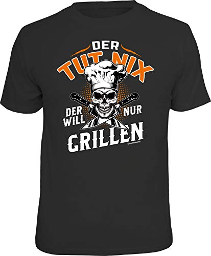 Männer Geschenk Grill BBQ T-Shirt: Der TUT nix - Der Will nur Grillen!, Schwarz, XL