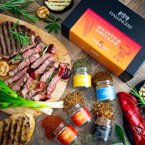Hallingers 5er Premium-Grill-Gewürze als Geschenk-Set (95g) – Meistergriller (MiniDeluxe-Box) – zu Sommer Grillen Für Ihn - 2