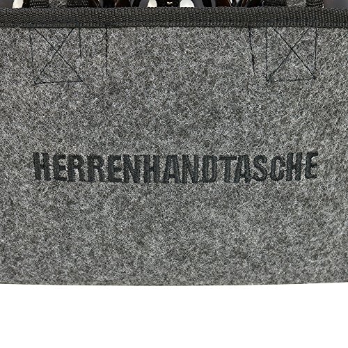 com-four® Herrenhandtasche – Filztasche für Getränke – Flaschentasche aus Filz für 6 Flaschen – 6er Träger bis 0,5 L, grau/schwarz, 24 x 15 x 15 cm (Motiv 1-1 Stück) - 7