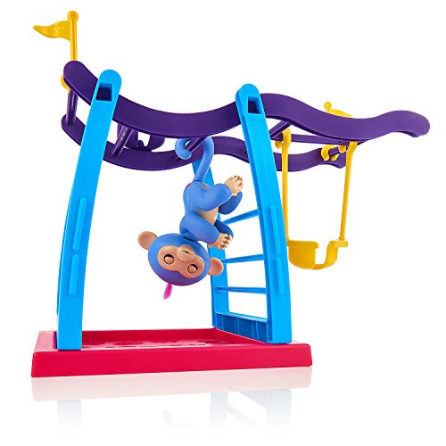 Fingerlings Spielset Klettergerüst mit Affenschaukel und Äffchen blau mit pinkem Haar Liv 3731 interaktives Spielzeug, reagiert auf Geräusche, Bewegungen und Berührungen