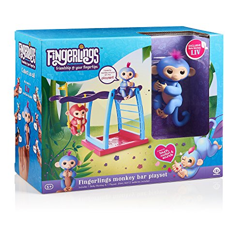 Fingerlings Spielset Klettergerüst mit Affenschaukel und Äffchen blau mit pinkem Haar Liv 3731 interaktives Spielzeug, reagiert auf Geräusche, Bewegungen und Berührungen - 8