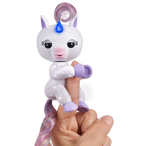 Fingerlings WOE-3728 Glitter WowWee Light up Unicorn-Mackenzie  , White