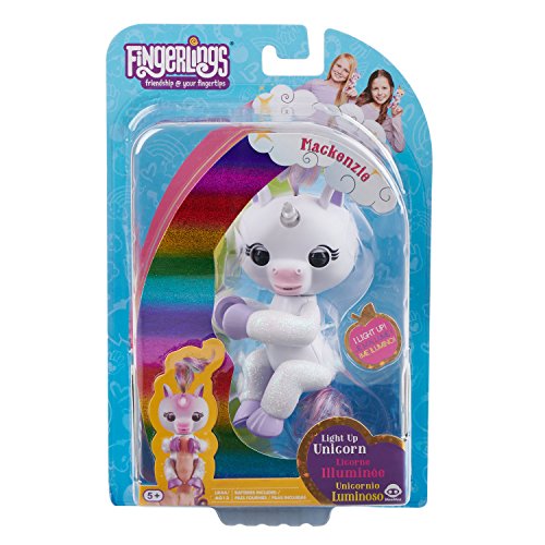 Fingerlings WOE-3728 Glitter WowWee Light up Unicorn-Mackenzie  , White - 9