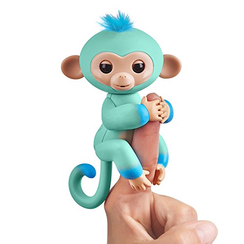 Fingerlings zweifarbiges Äffchen grün mit blau Eddie 3724 interaktives Spielzeug, reagiert auf Geräusche, Bewegungen und Berührungen