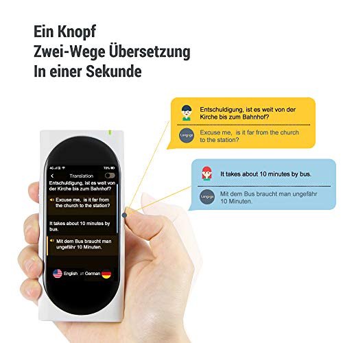 Langogo Genesis eSIM Online AI Sprachübersetzer, Übersetzungsgerät mit Sprachausgabe,100+ Sprachen WIFI Übersetzer, Voice Translator Diktiergerät mit Texttranskriptionen 3,1 Zoll Touchscreen (Weiß) - 3