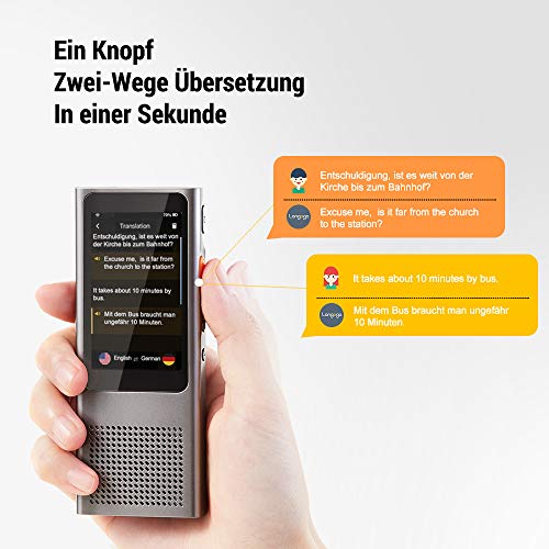 Langogo Minutes Online Übersetzer Sprachübersetzer,100+ Sprachen unterstützt, Voice Translator Diktiergerät mit echtzeiter Übersetzung und Texttranskriptionen, 2,45 Zoll Touchscreen, WLAN benötigt - 2