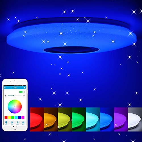 Smart Deckenleuchte, ONEVER LED-Deckenleuchte mit Bluetooth-Lautsprecher, 60 W, RGB-Farbe, Sprachsteuerung und App-Steuerung - 7