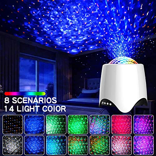 Sternenhimmel Projektor Nachtlicht, LIGHT Wasserwelle LED Sterne Projektor Lampe Eingebauten Bluetooth Lautsprecher Sound Sensor, USB Fernbedienung, für Baby Kinder Schlafzimmer, Haus Dekoration - 2