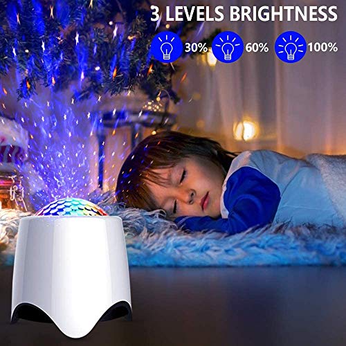 Sternenhimmel Projektor Nachtlicht, LIGHT Wasserwelle LED Sterne Projektor Lampe Eingebauten Bluetooth Lautsprecher Sound Sensor, USB Fernbedienung, für Baby Kinder Schlafzimmer, Haus Dekoration - 4