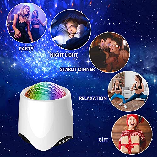 Sternenhimmel Projektor Nachtlicht, LIGHT Wasserwelle LED Sterne Projektor Lampe Eingebauten Bluetooth Lautsprecher Sound Sensor, USB Fernbedienung, für Baby Kinder Schlafzimmer, Haus Dekoration - 6