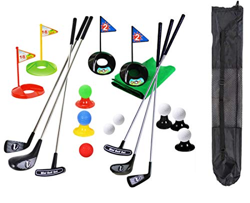 Tragbare Kinder Golf Club Set Spielzeug Flagge Matte Golf Übungsbälle 29 Stücke Sport Indoor Outdoor Golf Spiel für Kinder mit Rucksack