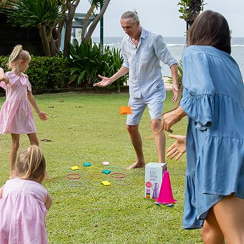 3 in 1 Party Wurfspiele im Freien – Ringwurfspiel mit Weiche Kegel. Bohnen Taschen – für Kinder & Erwachsene – Ideal zum Geburtstag, Garten partys, Outdoor Spaß & Mehr – 26 PCS Puzzle Spiele - 5