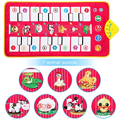 Homealexa Klaviermatte Kinder Piano Mat Tanzmatten Musikmatte mit 7 Tierstimmen Klaviertastatur Spielzeug Musik Matte, Keyboard Matten Spielteppich für Jungen Mädchen Kinder 105*51 cm - 4