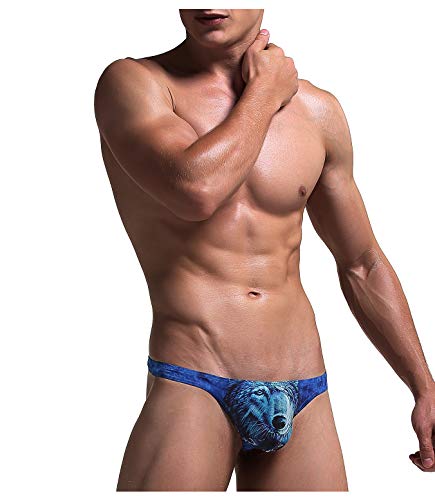 Arjen Kroos 3D Tiere Druck String Herren Jockstrap Tanga sexy Unterwäsche Männer Slips Thong T Back G-String Dessous Reizwäsche Mini Unterhose Sport Sportunterwäsche Wolf Adler Habicht Tiger