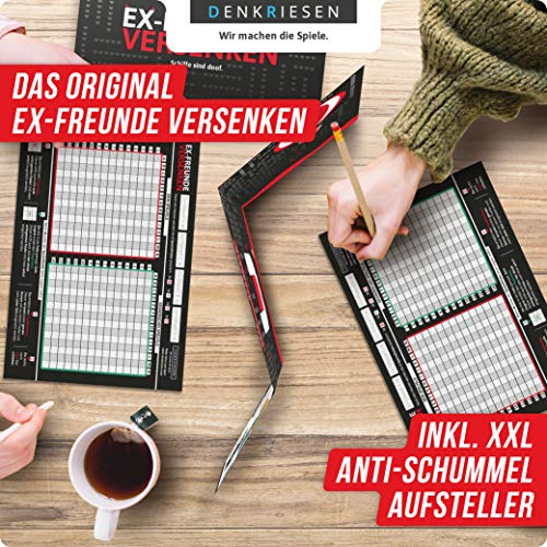 DENKRIESEN – EX-Freunde VERSENKEN – Schiffe sind doof -Schiffe versenken neu aufgelegt | Spielblock | Partyspiel | Reisespiel | Wichtelgeschenk | Geburtstagsgeschenk | Spiel für 2 Personen - 4