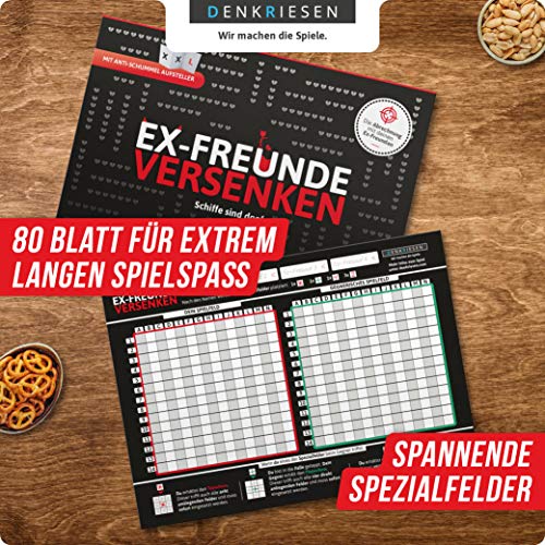 DENKRIESEN – EX-Freunde VERSENKEN – Schiffe sind doof -Schiffe versenken neu aufgelegt | Spielblock | Partyspiel | Reisespiel | Wichtelgeschenk | Geburtstagsgeschenk | Spiel für 2 Personen - 5