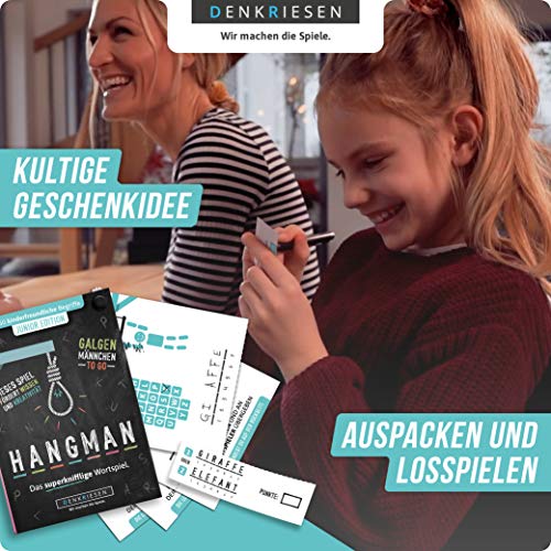 DENKRIESEN – Hangman – JUNIOR Edition – Galgenmännchen to GO | Spielblock | Kinderspiel | Reisespiel | Wichtelgeschenk | Geschenkidee | Rätselblock – Spiel ab 2 Personen - 5