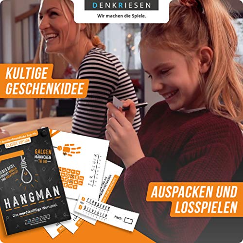 DENKRIESEN – Hangman – Classic Edition – Galgenmännchen to GO | Spielblock | Partyspiel | Reisespiel | Wichtelgeschenk | Geschenkidee | Rätselblock – Spiel ab 2 Personen - 5