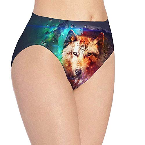 3D Print Unterwäsche Galaxy Wolf Fashion Lady 's Slip Sexy Slip, M (Bundweite: 34cm)