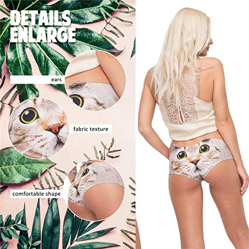 CLEO-DF 3D-Druck-Muster Funny Female Panties Tier Unterwäsche Ohr Schwein Einhorn Tiger Wolf Sexy Lady Cat Höschen N08 One Size - 4