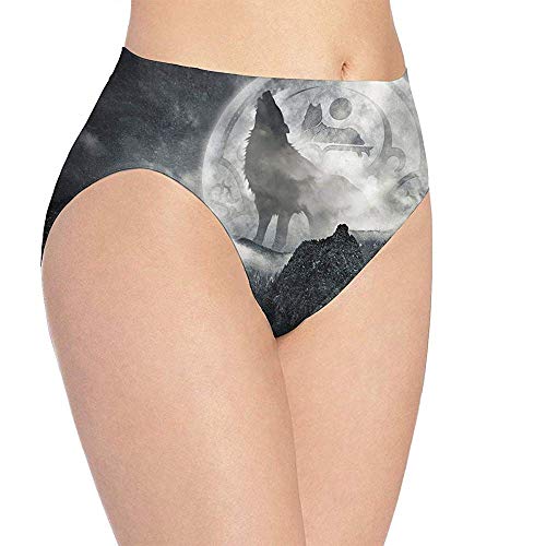 Elaine-Shop 3D Print Weiche Damen Unterwäsche Yin Yang Wolf Mode Flirty Sexy Lady Höschen Slip, M (Bundweite: 34cm)