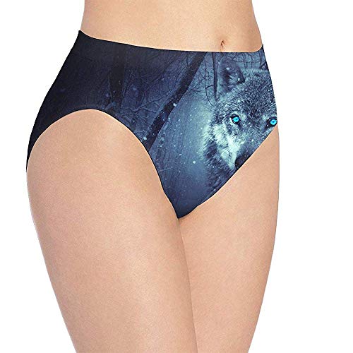 3D Print Soft Damen Unterwäsche Moon Wolf Fashion Flirty Sexy Lady Slip, M (Bundweite: 34cm)