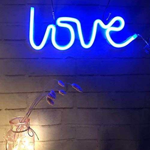 QiaoFei Cute Blue Neon Licht, LED Love Sign Form Decor Licht, Festzelt Schilder/Wanddekoration für Chistmas, Geburtstag, Kinder, Wohnzimmer, Hochzeit Party Decor (blau)