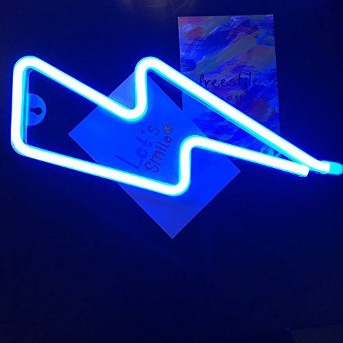 QiaoFei Lightning Neon Nachtlicht für Kinder Geschenk, LED Lightning Sign, Wand-Dekor für Weihnachten, Geburtstagsfeier, Kinderzimmer, Wohnzimmer, Hochzeitsfeier Dekor (blau) - 3